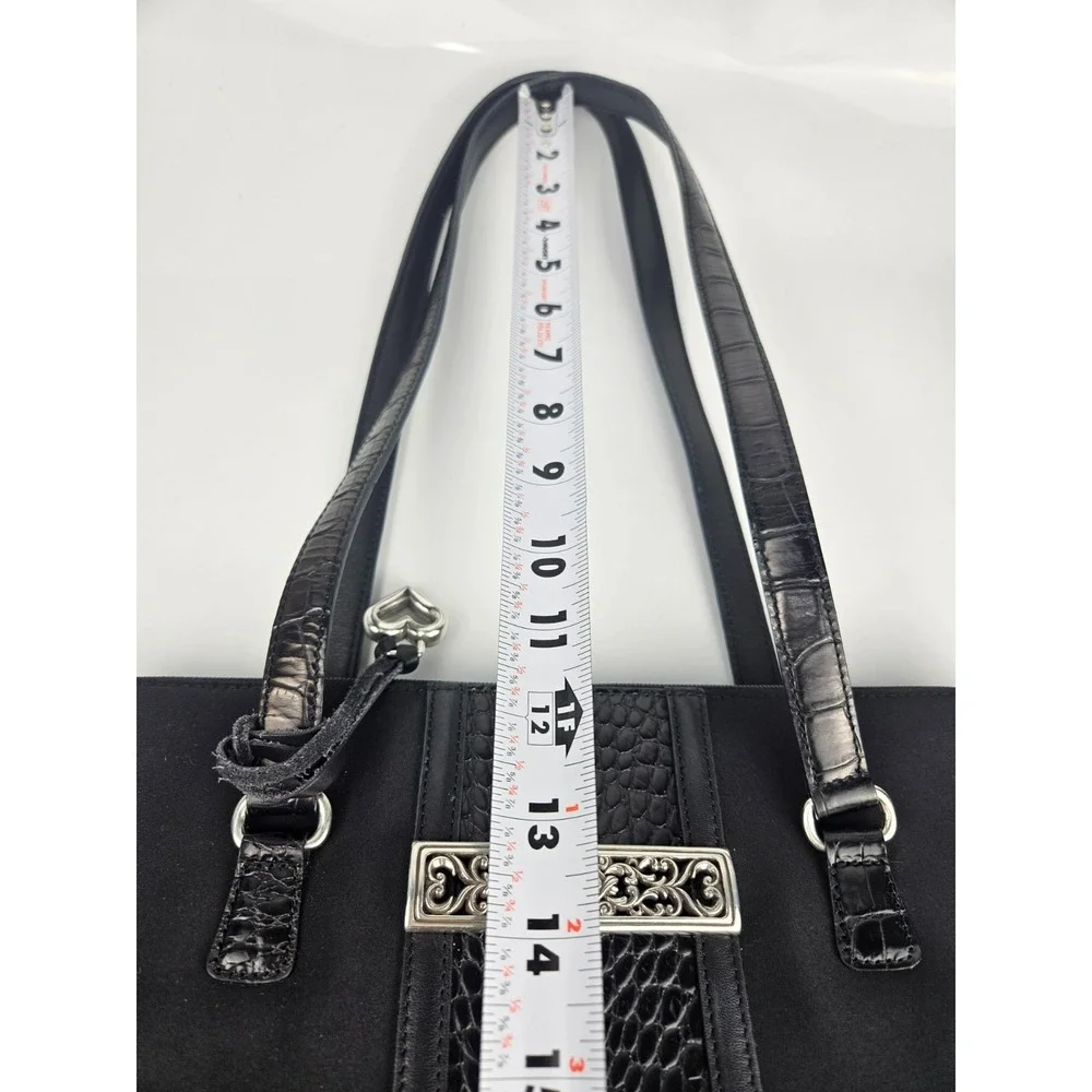 Brighton Matilda Organizer Tote Black Croc Trim‎ Bag w Box Dustbag Charm